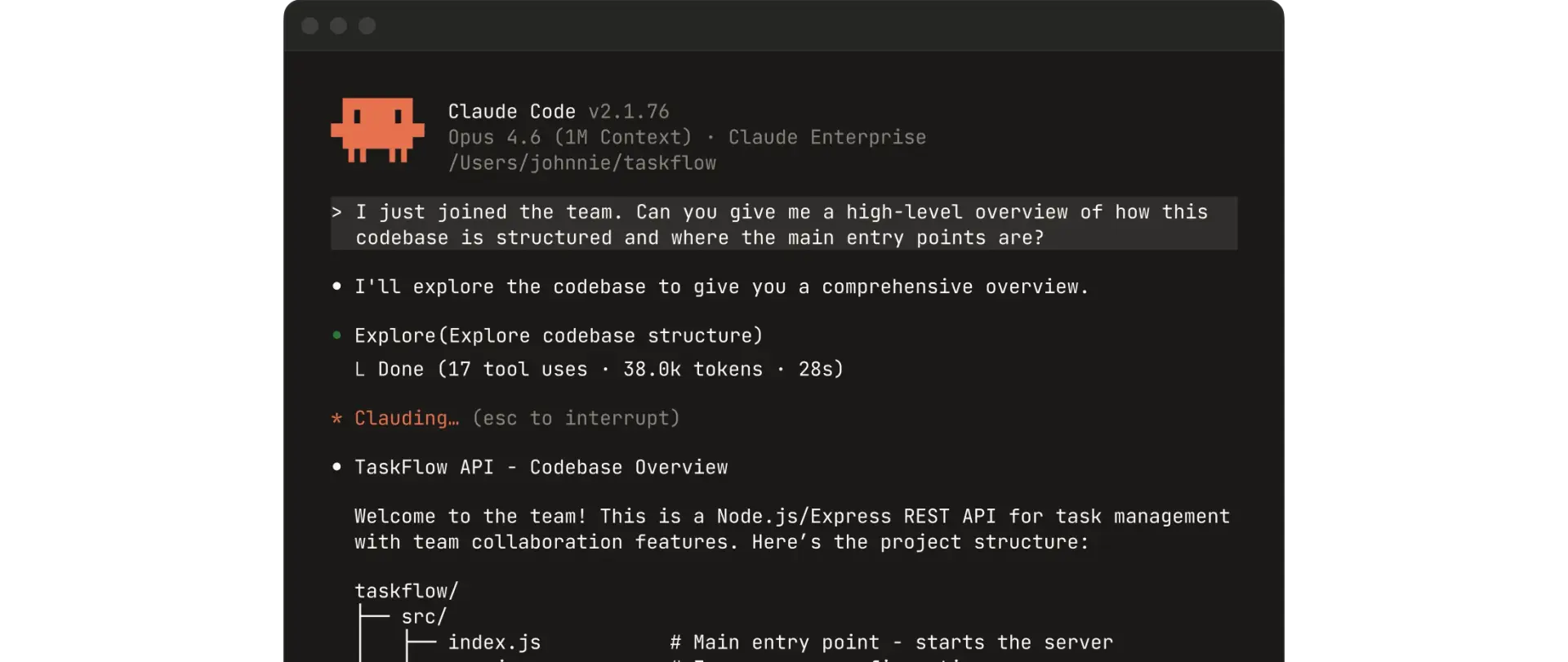 Claude Code corriendo en mi terminal