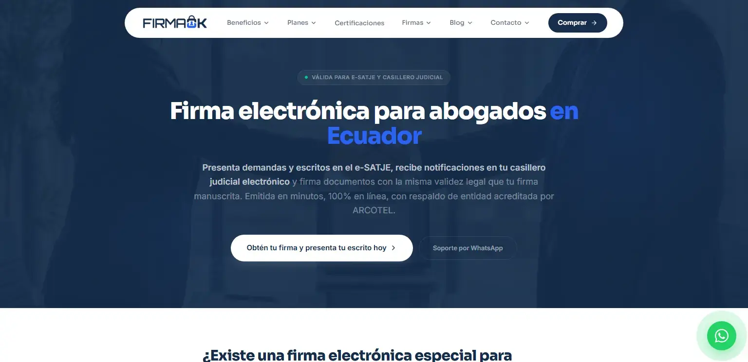 FirmaOK: Página para abogados, una de las 16 por profesión