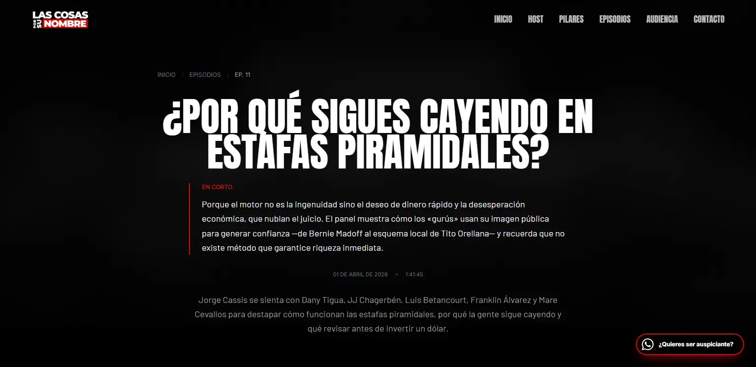 Las Cosas Por Su Nombre: Ficha de episodio que abre con la respuesta corta a la pregunta del título