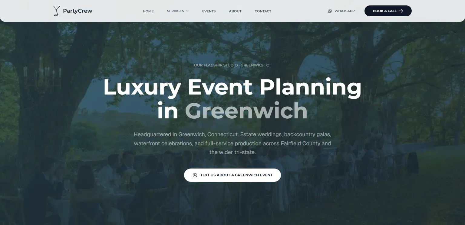 PartyCrew: Página local para Greenwich, Connecticut