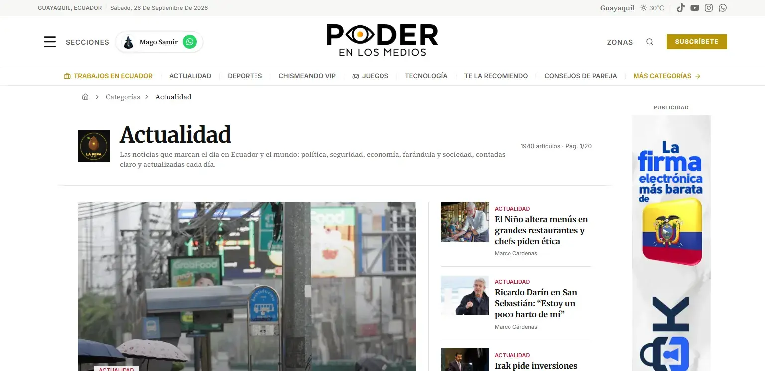 Poder en los Medios: Actualidad, la sección que alimenta el pipeline del scanner
