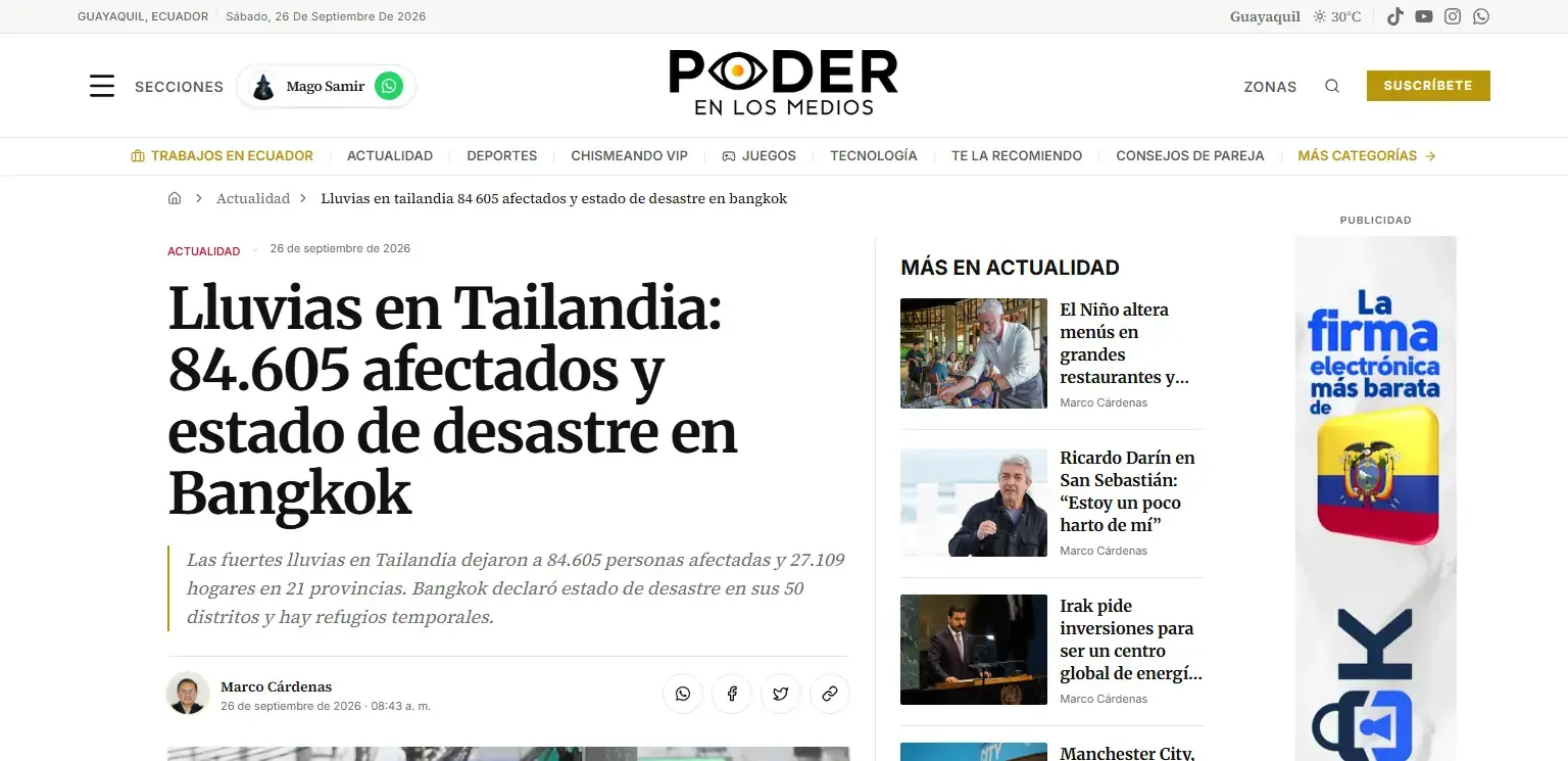 Poder en los Medios: Una nota de Actualidad, con título y sumilla dentro de los límites del pipeline