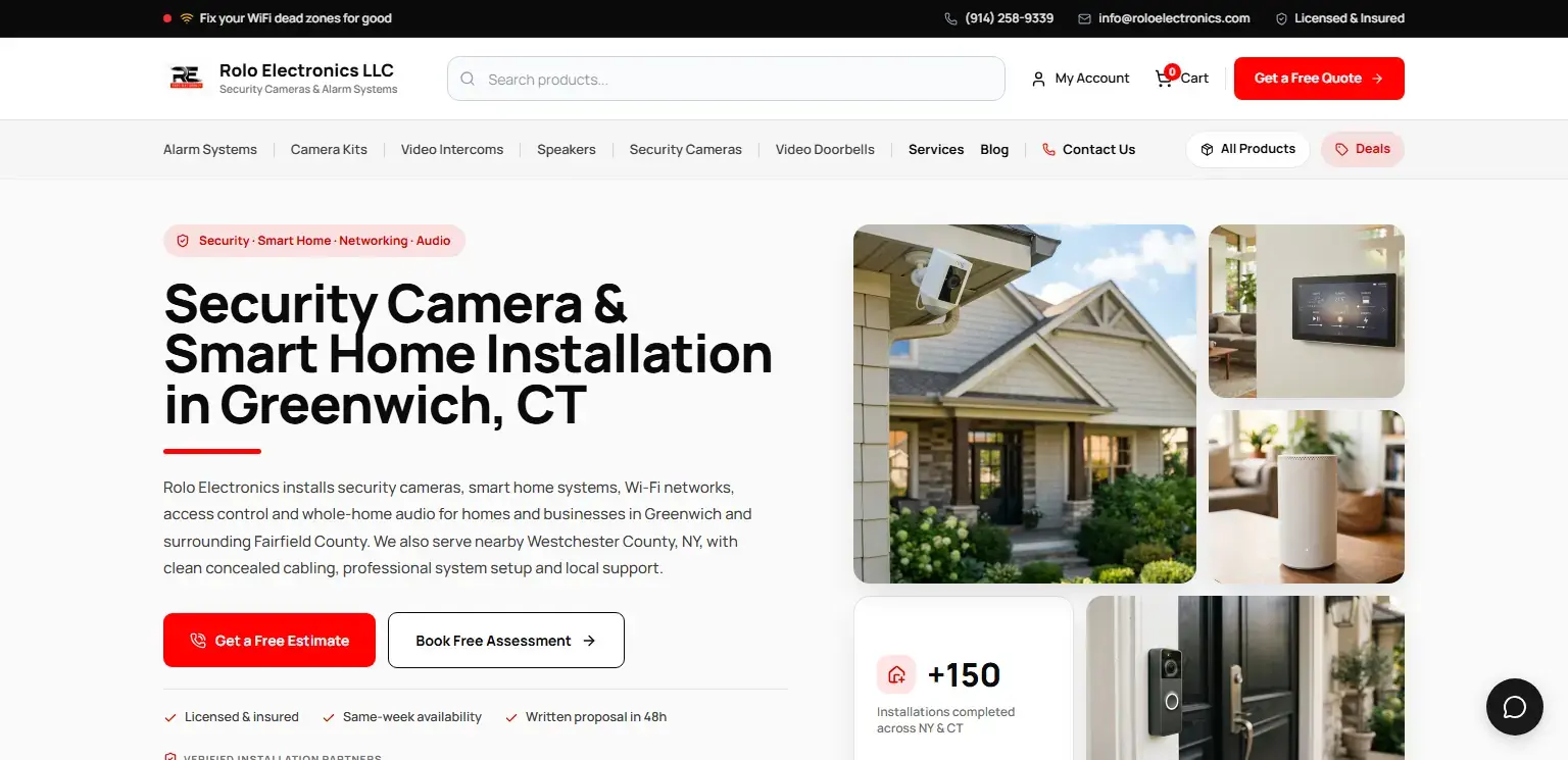 Sitio de Rolo Electronics, ecommerce de equipos de seguridad e instalación